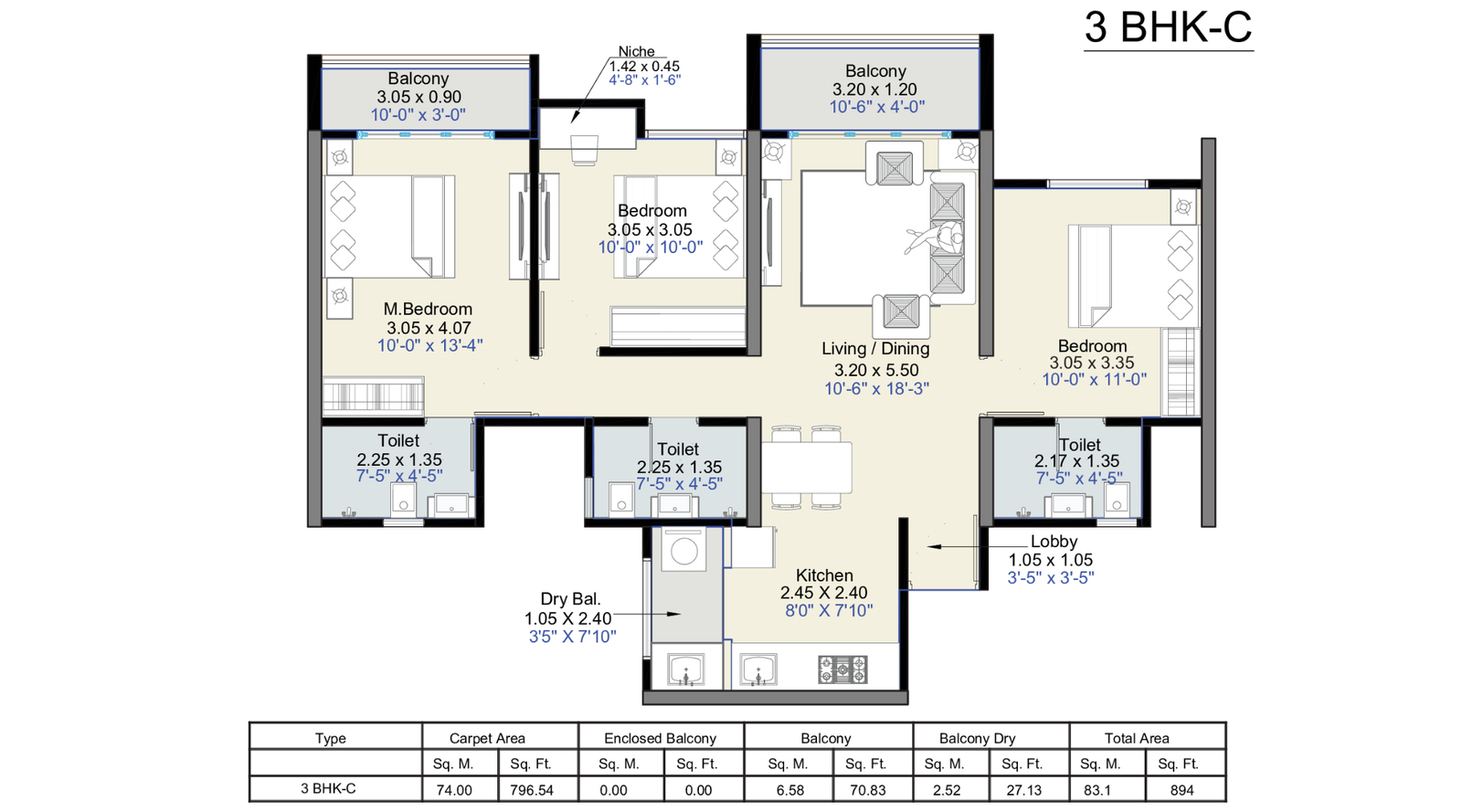 Kohinoor-Central-Park-3-BHK-894-sqft