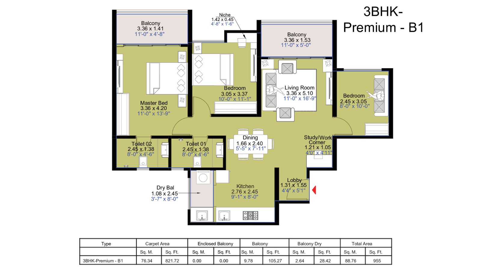 Kohinoor-Central-Park-3-BHK-955-sqft