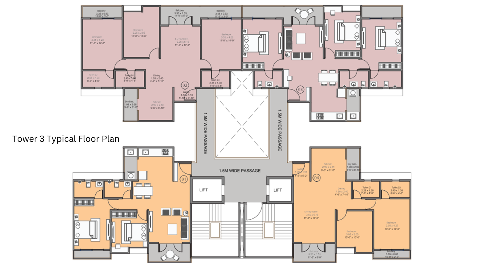 Kohinoor-Viva-Pixel-Tower-3-Typical-Floor-Plan